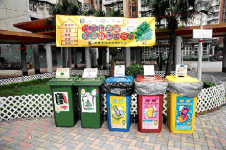 Photo: Set up of waste recycling bins in housing estates