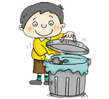 圖片 : 不要隨處棄置飯盒及汽水罐等可積水的容器，要放進有蓋的垃圾桶內