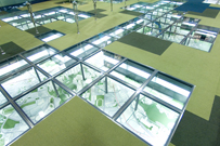相片：透過玻璃「瞭望橋」和地台，訪客可清楚看到房委會各物業的規模和分布。