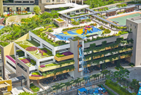 相片：多層停車場和購物商場的有蓋部分均進行綠化，令環境更宜人。
