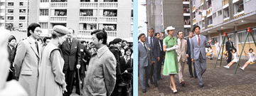 Photos: Princess Alexandra receives a warm welcome during her visit to Cheung Ching Estate (left) while Princess Anne tours Ap Lei Chau Estate (right).