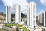 Photo: Choi Fook Estate, composed of three domestic blocks, is situated on a green slope. 