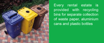 Photo: Every retal estate is provided with recycling bins for separate collection of waste paper, aluminium cans and plastic bottles