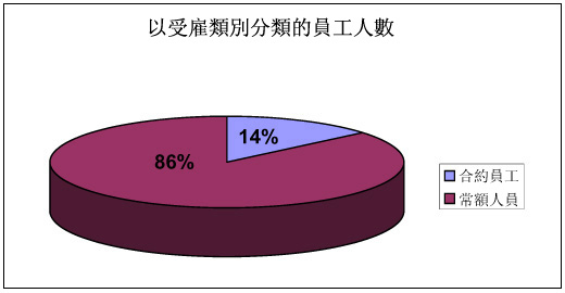 圖表：以受雇類別分類的員工人數