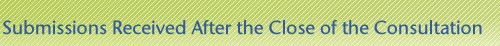 Submissions Received After the Close of the Consultation