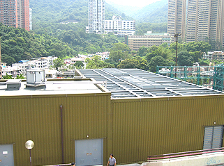 Photo: Deodorization system on top of roof of market.
