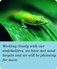 Photo: Working closely with our stakeholders, we have met most targets and we will be planning for more.