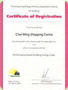 Photo: Choi Ming Shopping Centre is certified with Performance-based Building Energy Code. 