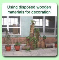 Photo: Using disposed wooden materials for decoration