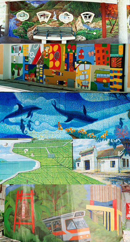 Photo: Wall murals painted by 50 people at Yau Tong Phase 1 showing their visions on sustainability