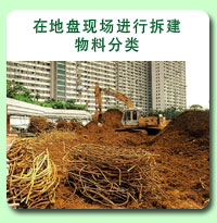 相片: 在地盘现场进行拆建物料分类