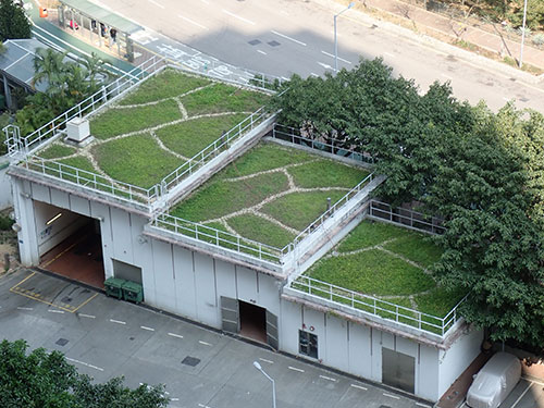 Green roof on top of refuse collection point 1