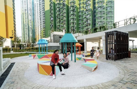 Outdoor space designed for use by all age groups at the same time